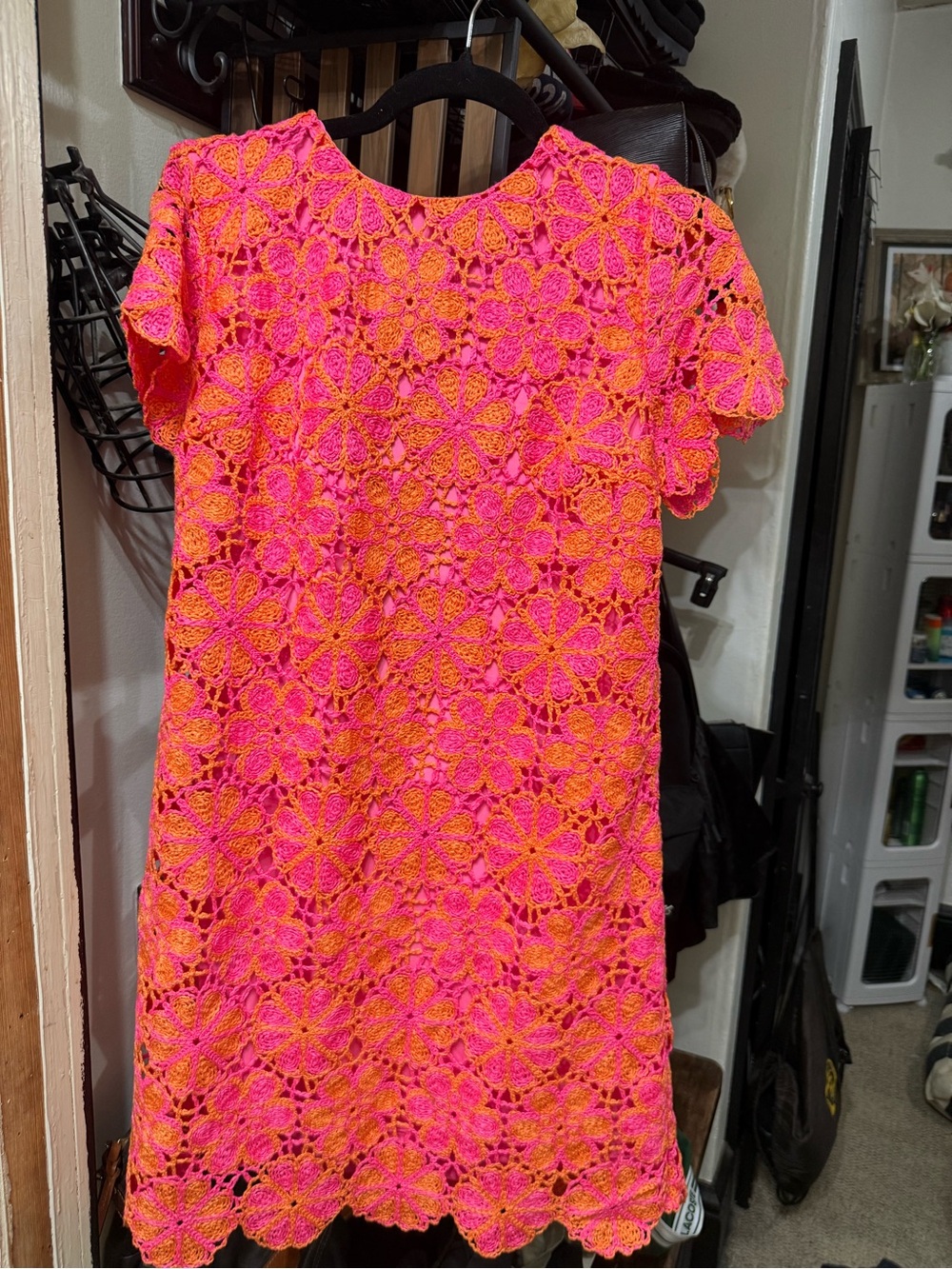 Lilly Pulitzer Hot Pink & Orange Crochet Mini Dress - Picture 2 of 2